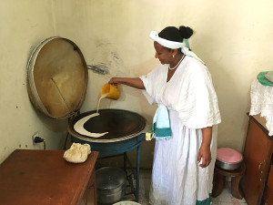 Learn how to pour and cook the perfect injera.