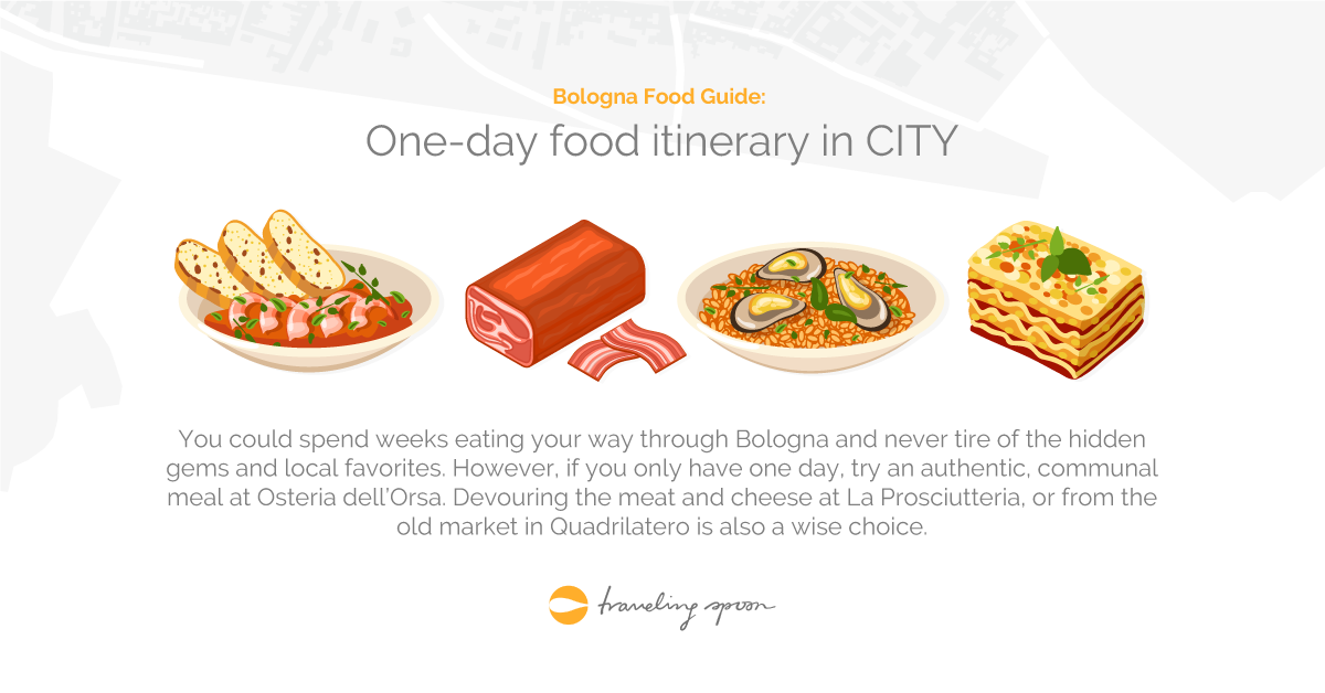 One day food itinerary in Bologna